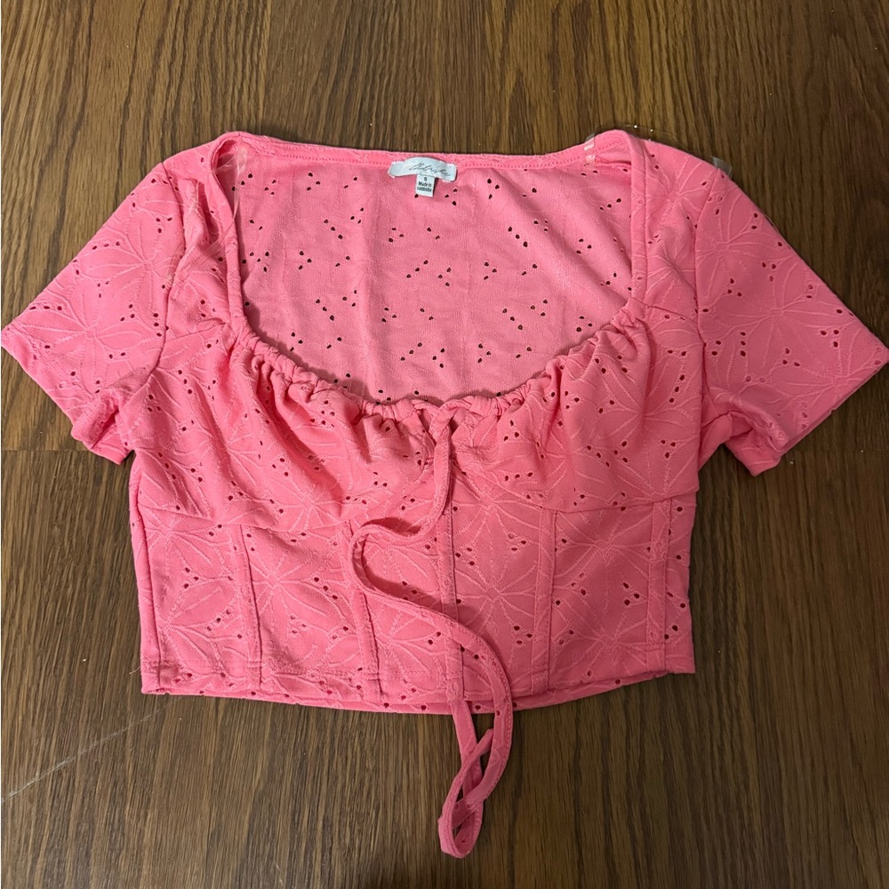 Pink Eyelet Crop Top